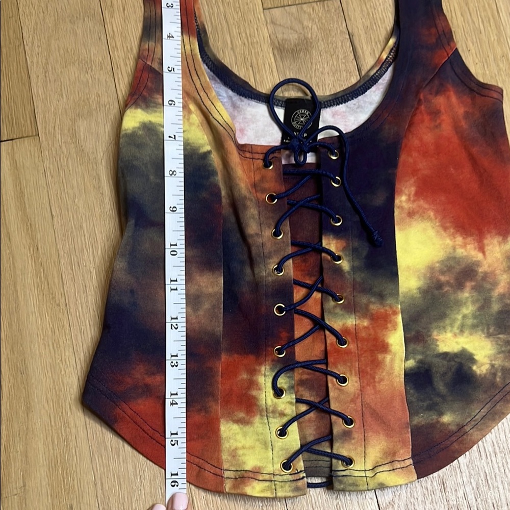 Urban Outfitters Orange yellow Blue Tie-Dye Bustier Tank Top - Picture 6 of 6